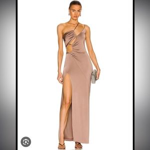 ET OCHS Violet Cut Out Gathered Gown Dress in Dune 0